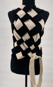 Blouse - Black And White Vest / Blouse