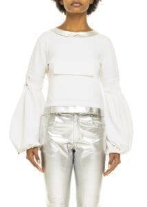 Balletto - Blouse Cut-Out Pocket White and Silver