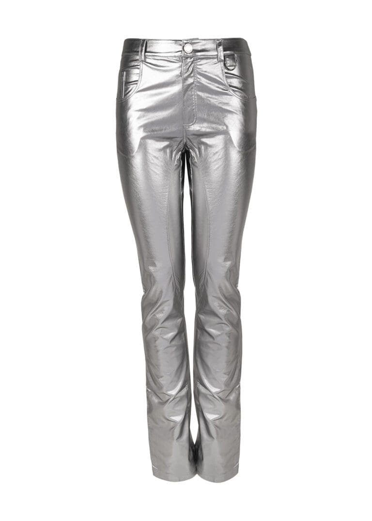 Balletto - Metallic Silver Semi-Flare Pants