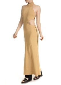 Balletto - Dress Long Cut Out Gold with Black Stripe