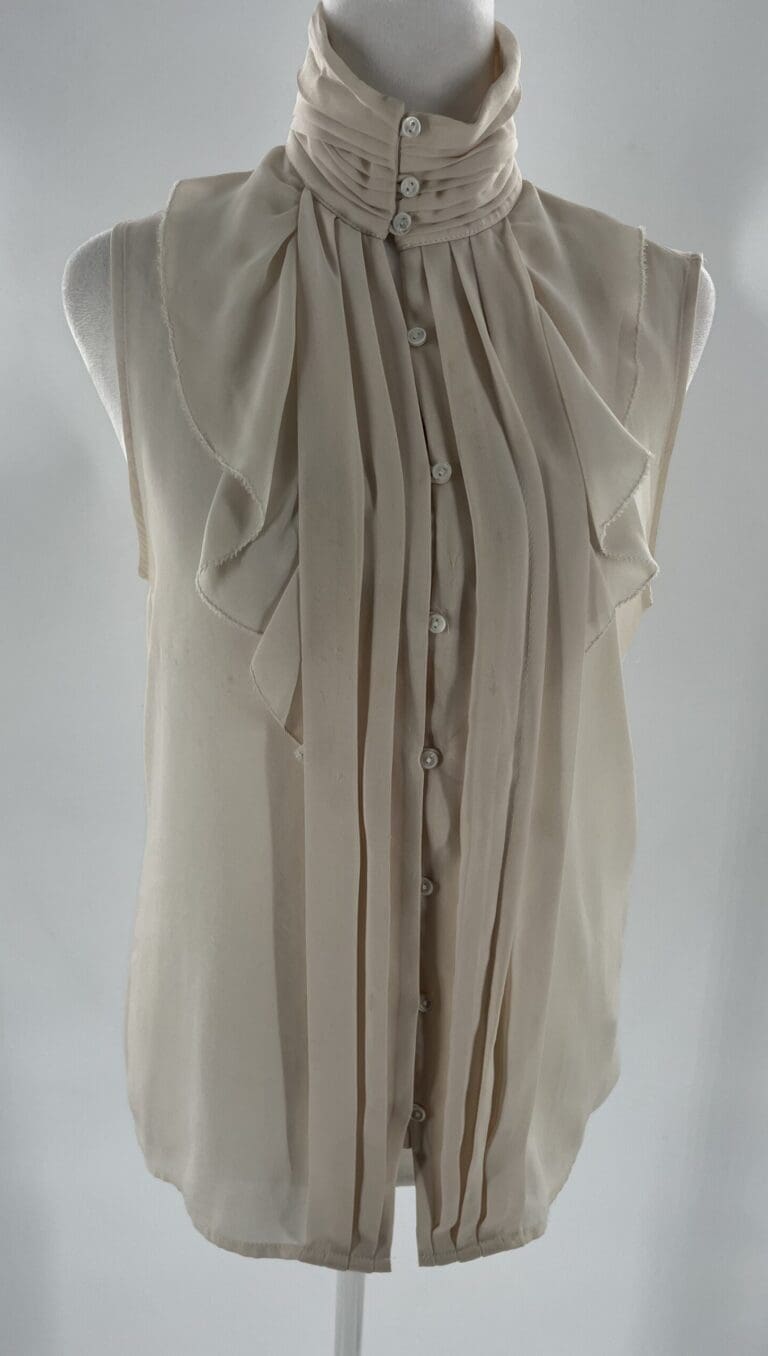 Blouse - Cream Blouse Turtleneck