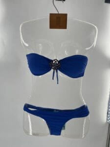 Swimwear- Blue Bikini With Gold Metal