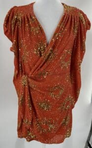 Dress - Sequin Orange Wrap Farm Dress