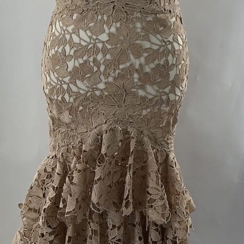 Party Dress - Long Gold Lace with Layers of Lace