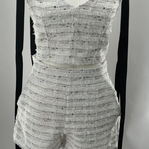 Set - Blazer, Cropped Top and Short Tweed Set