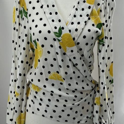 Shirt - White Polka Cachequer Wrap With lemons