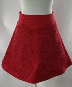 Skirt - Red Mini Skirt with Lace Details