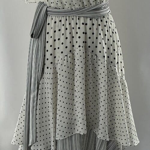 Dress - Polka Dot White and Black Dress