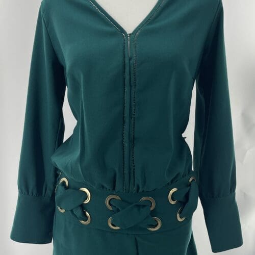 Jumpsuit -Romper  Emerald Color V Neck