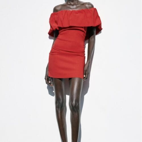 Dress - Red Shoulder To Shoulder Dress