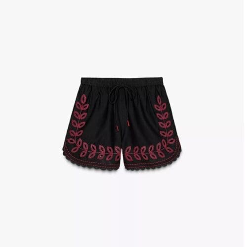 Shorts - Black Embroidered Shorts