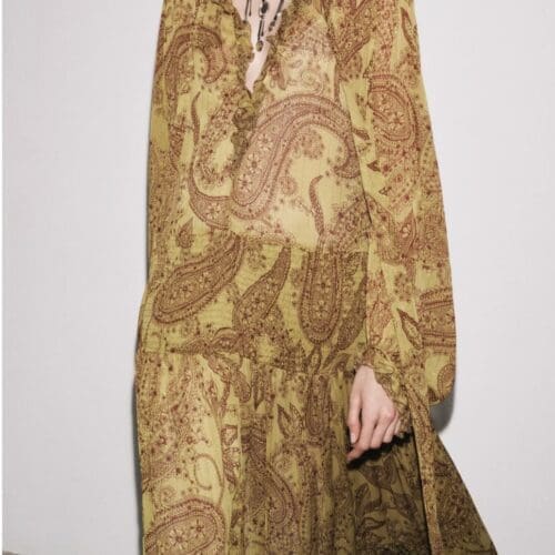 Dress - Long Mustard Cashemir  Dress