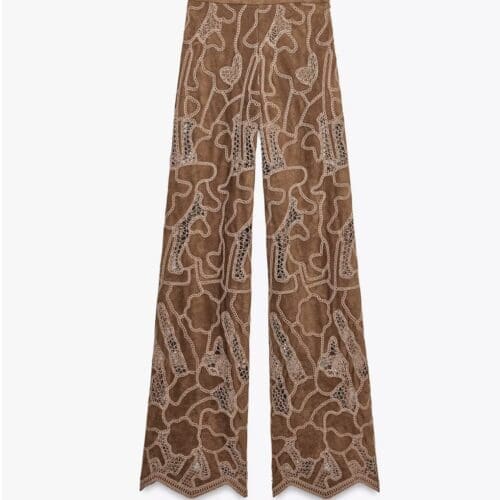 Pants - Faux Suede Crochet Pants