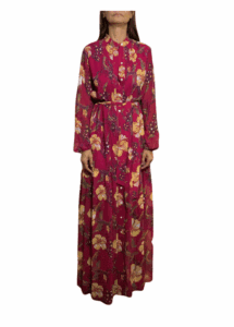 Dress - Long Magenta Floral Loose Dress