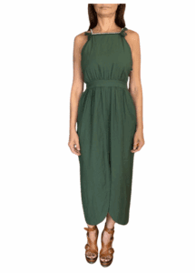 Dress - Dark Green Dress with Metal on the Back