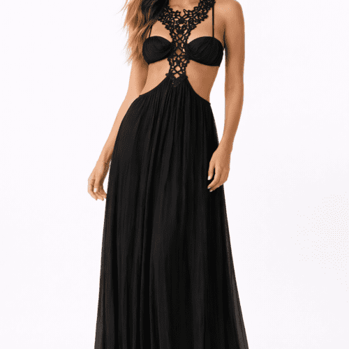 La Gea Sheer Beach Dress Black