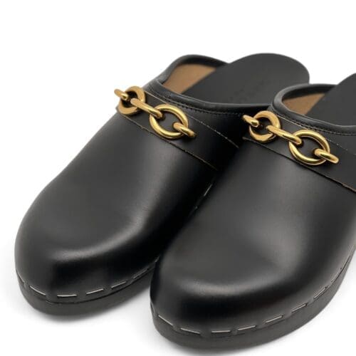 SAINT LAURENT Leather Clog Mule – Black