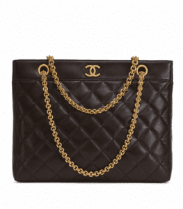 Chanel Vintage  Chain Tote Bag Brown